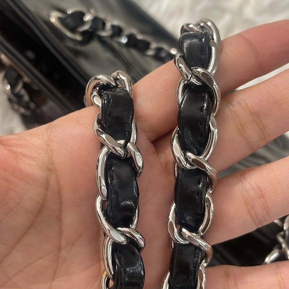 Chanel black patent leather GRAND SHOPPER TOTE GST BAG shoulder purse Authentic - Picture 15 of 17